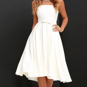 Ivory Strapless Midi Dress